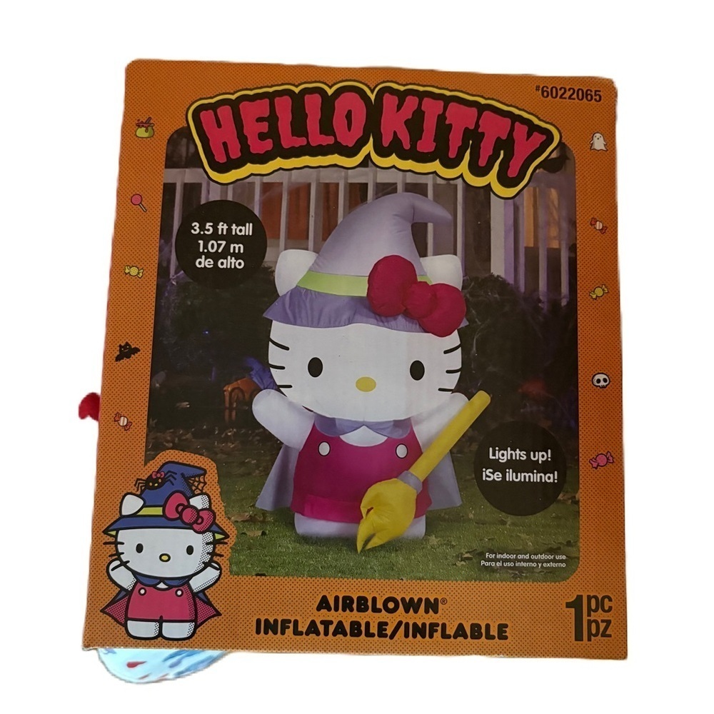 Hello Kitty Inflatable Purple Yellow Witch Halloween NEW 3.5ft
